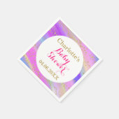 ベビーガーリーシャワーカラフルユニコーン金ゴールドグリッター スタンダードカクテルナプキン (角)