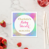 ベビーガーリーシャワーカラフルユニコーン金ゴールドグリッター スタンダードカクテルナプキン (インサイチュ)