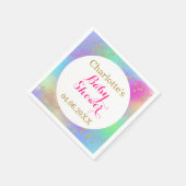 ベビーガーリーシャワーカラフルユニコーン金ゴールドグリッター スタンダードカクテルナプキン (角)