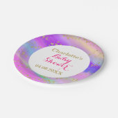 ベビーガーリーシャワーカラフルユニコーン金ゴールドグリッター ペーパープレート (アングル)