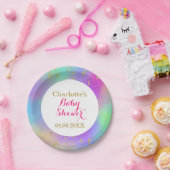 ベビーガーリーシャワーカラフルユニコーン金ゴールドグリッター ペーパープレート (パーティー)