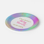 ベビーガーリーシャワーカラフルユニコーン金ゴールドグリッター ペーパープレート (アングル)