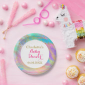 ベビーガーリーシャワーカラフルユニコーン金ゴールドグリッター ペーパープレート (パーティー)