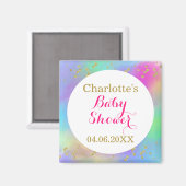 ベビーガーリーシャワーカラフルユニコーン金ゴールドグリッター マグネット (正面/裏面)