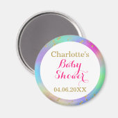 ベビーガーリーシャワーカラフルユニコーン金ゴールドグリッター マグネット (正面/裏面)