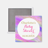 ベビーガーリーシャワーカラフルユニコーン金ゴールドグリッター マグネット (正面/裏面)