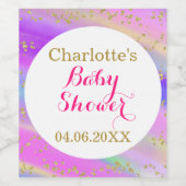 ベビーガーリーシャワーカラフルユニコーン金ゴールドグリッター ワインラベル (シングルラベル)