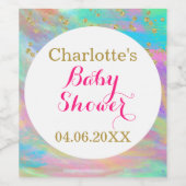 ベビーガーリーシャワーカラフルユニコーン金ゴールドグリッター ワインラベル (シングルラベル)