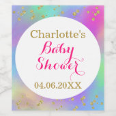 ベビーガーリーシャワーカラフルユニコーン金ゴールドグリッター ワインラベル (シングルラベル)