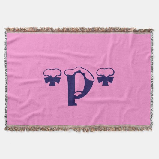 ベビーガーリーピンクモノグラムパターンデザイン文字アート スローブランケット (正面)