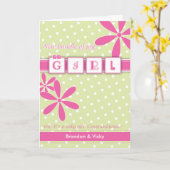 ベビーガールおめでとうグリーティングカード カード (黄色い花)