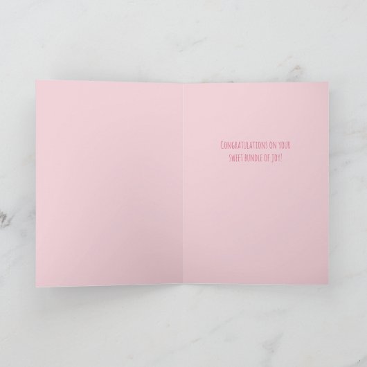 ベビーガールお洒落ツリー名前をカスタムするピンク カード (内部)