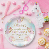 ベビーガールかわいいキリン風船ベビーシャワー ペーパープレート (パーティー)