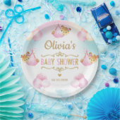 ベビーガールかわいいクマのバルーン赤ちゃんシャワー ペーパープレート (パーティー)
