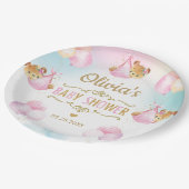 ベビーガールかわいいクマのバルーン赤ちゃんシャワー ペーパープレート (アングル)