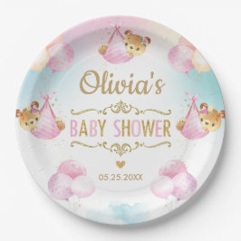 ベビーガールかわいいクマのバルーン赤ちゃんシャワー ペーパープレート