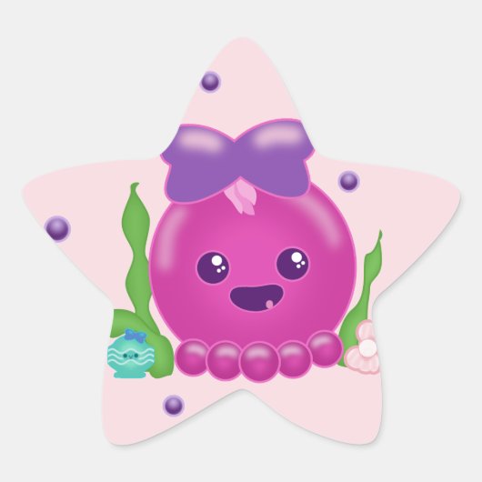 ベビーガールかわいいタコ 星シール (正面)