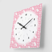 ベビーガールかわいいピンクのバニーラビットパターン スクエア壁時計 (傾斜)