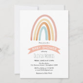 ベビーガールかわいいピンクボホレインボーベビーシャワー 招待状 (正面)