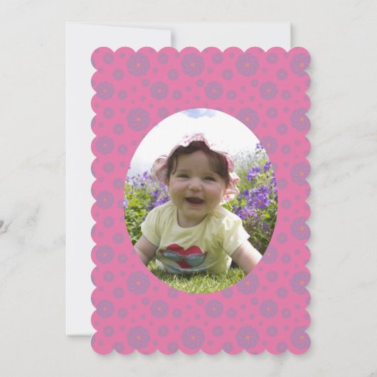 ベビーガールかわいいフクロウ風船1st誕生日の招待 招待状 (裏面)