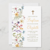 ベビーガールかわいい野生の花バプテスマ招待状 招待状 (正面)