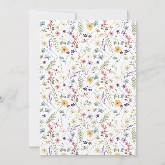 ベビーガールかわいい野生の花バプテスマ招待状 招待状 (裏面)