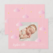 ベビーガールかわいらしフォトピンクトゥインクル誕生 案内ポストカード (正面/裏面)