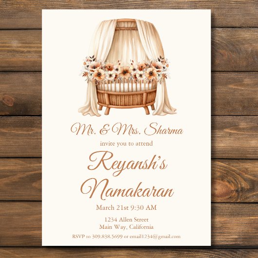 ベビーガールか少年の生加蘭の命名式 招待状