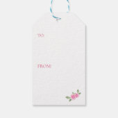 ベビーガールがピンクのティーポットと花を醸造している ギフトタグ (裏面)