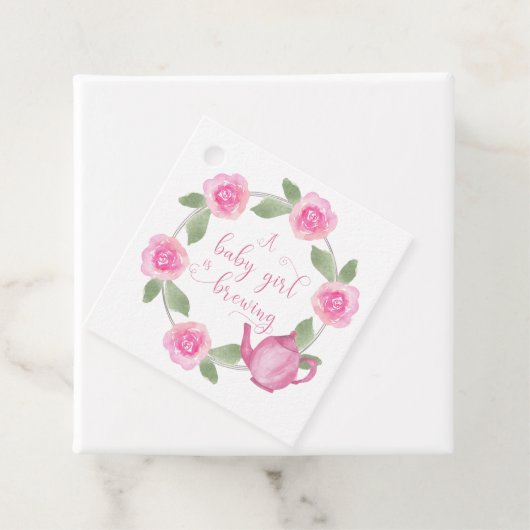 ベビーガールがピンクティーポットフローラリース フェイバータグ (インサイチュ)