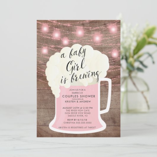 ベビーガールがベビーシャワーを醸造している招待状 招待状 (スタンド正面)