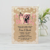 ベビーガールがレース素朴の赤ちゃんシャワーを醸造 招待状 (スタンド正面)