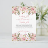 ベビーガールが咲いているフローラベビーシャワー サンキューカード (スタンド正面)