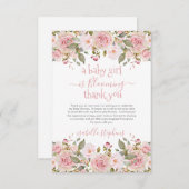 ベビーガールが咲いているフローラベビーシャワー サンキューカード (正面/裏面)