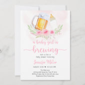 ベビーガールが醸造赤面フローラベビーシャワー 招待状 (正面)