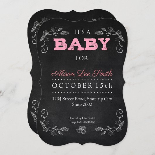 ベビーガールだ 招待状 (正面/裏面)