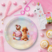 ベビーガールとアプリコットプードル ペーパープレート (パーティー)