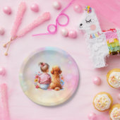ベビーガールとアプリコットプードル ペーパープレート (パーティー)