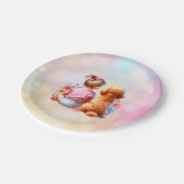 ベビーガールとアプリコットプードル ペーパープレート (アングル)