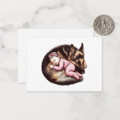 ベビーガールとジャーマンシェパード ノートカード (正面/裏面インサイチュ)