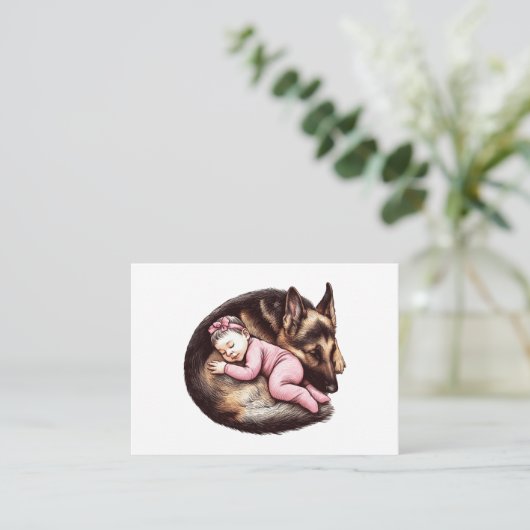 ベビーガールとジャーマンシェパード ノートカード (スタンド正面)