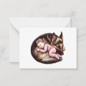 ベビーガールとジャーマンシェパード ノートカード (正面)