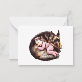 ベビーガールとジャーマンシェパード ノートカード