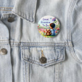 ベビーガールとテディベア赤ちゃんシャワーおばあちゃん 缶バッジ (インサイチュ)