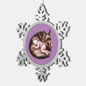 ベビーガールとドイツの羊飼い スノーフレークピューターオーナメント (右)