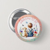 ベビーガールと子犬の赤ちゃんシャワーおばあちゃん 缶バッジ (正面&裏面)