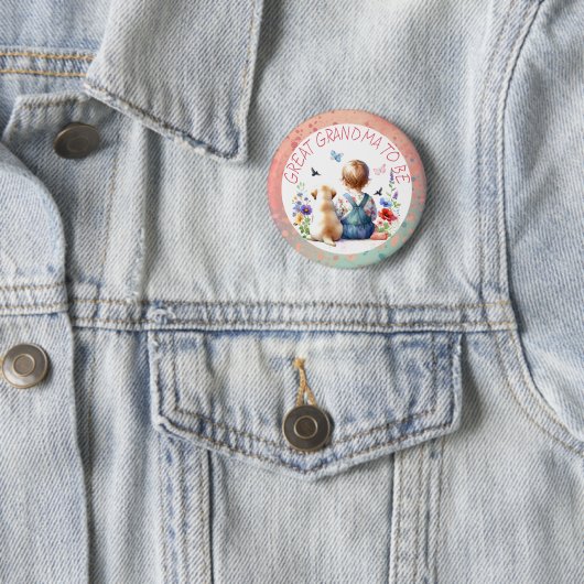 ベビーガールと子犬の赤ちゃんシャワーおば素晴らしあちゃん 缶バッジ (インサイチュ)