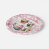 ベビーガールと子犬ピンク赤ちゃんシャワー ペーパープレート (アングル)