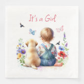 ベビーガールと子犬 |女の子の水色 (正面)