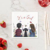 ベビーガールと子犬 |女の子の水色 スタンダードカクテルナプキン (インサイチュ)